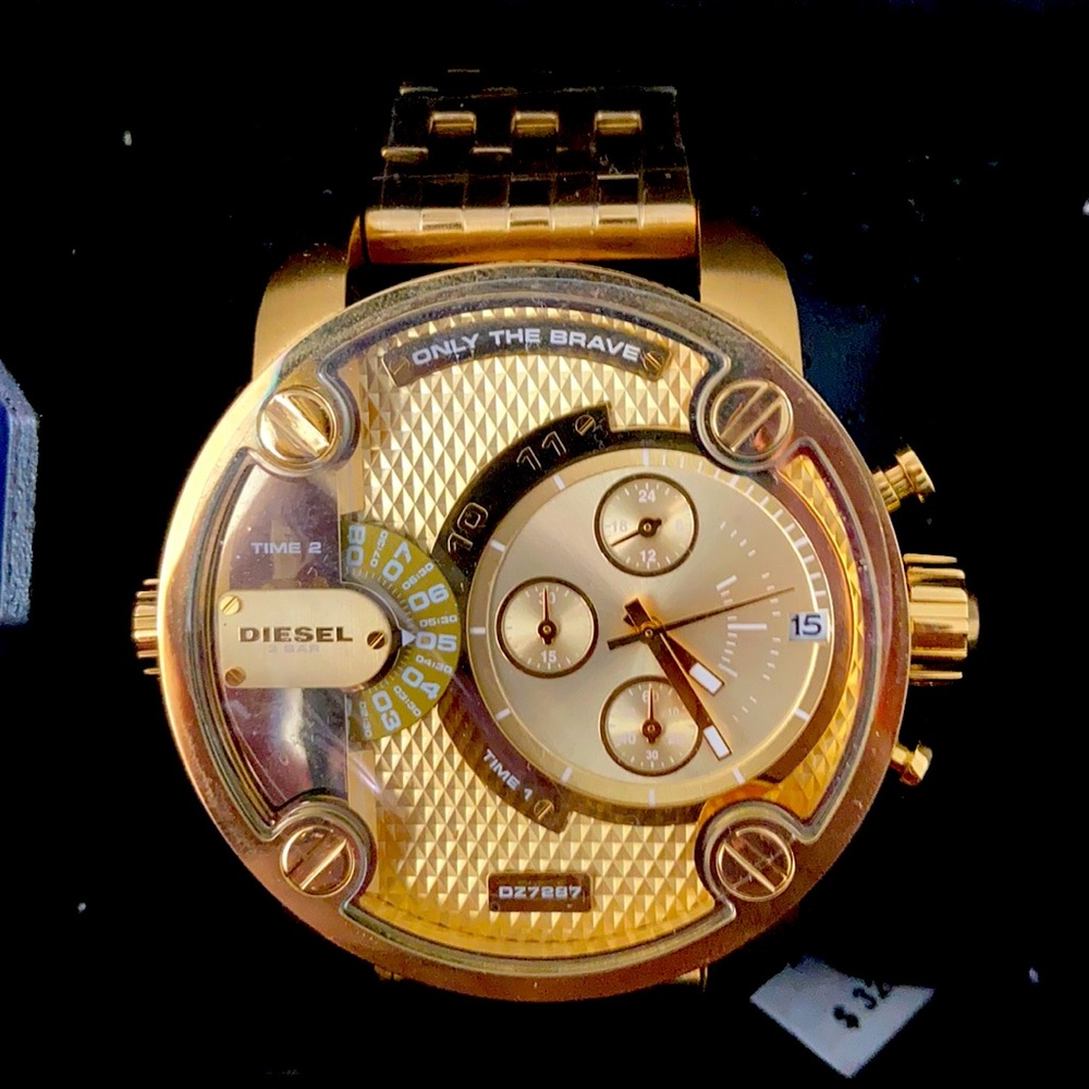 Diesel gold watch.
